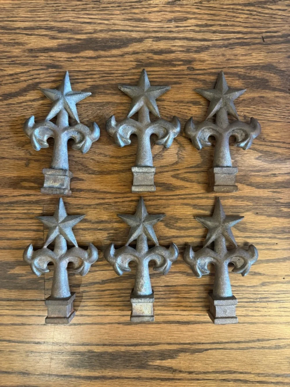 Cast Iron Star Fence Post Topper Finial Fleur De Lis Architectural Salvage 5”